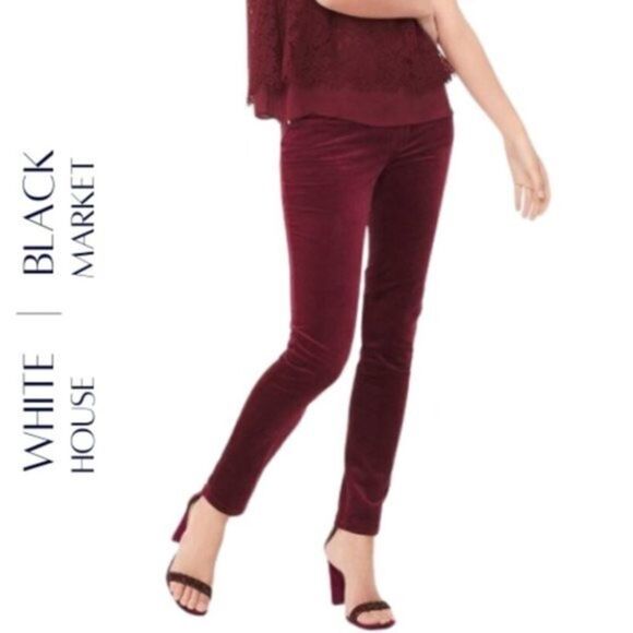 WHITE HOUSE BLACK MARKET‎ Noir Slim Leg Plum Corduroy Pants 10L - Picture 2 of 10